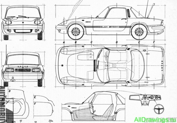 Lotus Elan Sprint (1972) - drawings (drawings) of the car